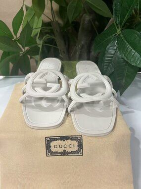 New Gucci Blondie Rubber Slides - White - Size 39